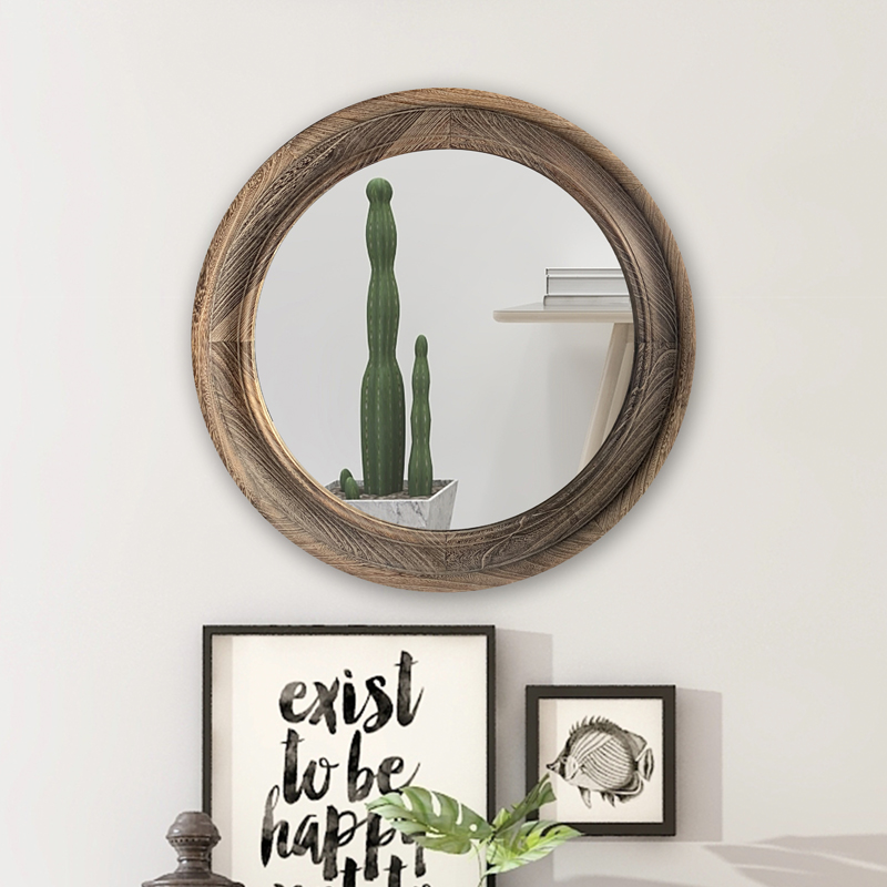 Rustic Round Wood Mirror